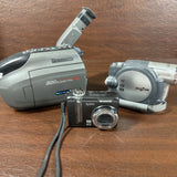 LOT of 3 Cameras, Panasonic PalmCorder, Hitachi DVDCam, Kodak Easy share Unteste