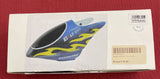 RC helicopter fiberglass canopy for Belt 250 in Skyartec box, blue and black with yellow flames