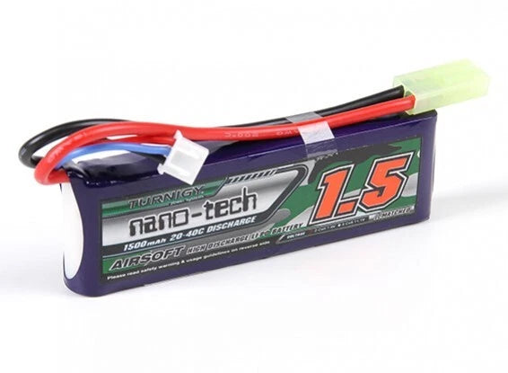 TURNIGY NANO-TECH 1500mAh 2S 7.4V 20C-40C LIPO BATTERY AIRSOFT MINI TAMIYA MOLEX
