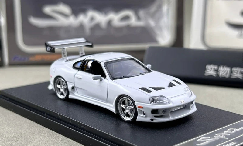FS 1:64 White Supra A80 Targa Convertible Sports Model Diecast Collect Car