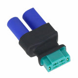 EC5 to MPX female no-wire adapter, black housing with turquoise connector, blue leads