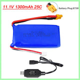 11.1V 1300mAh Lipo Battery For XK X450 FPV RC Drone Rechargeable Battery