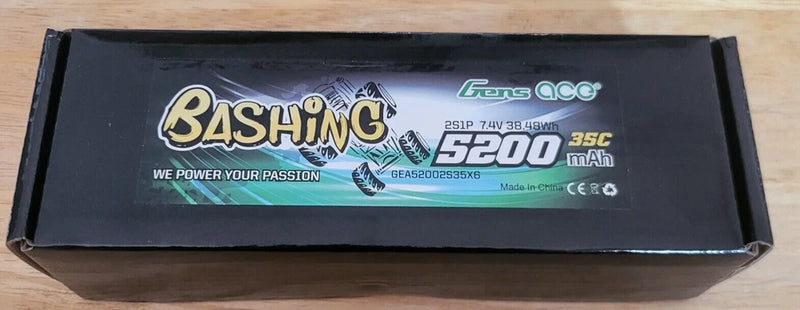 GENS ace #GEA52002S35X6 Bashing 2S, 7.4V, 5200mAH, 35C, XT60, Lipo Battery (NOS) Battery
