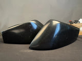 Black motorcycle battery side cover fairings, curved molded pair
