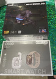 Drone and smart watch bundle boxes, showing 8-in-1 drone and smartwatch packaging