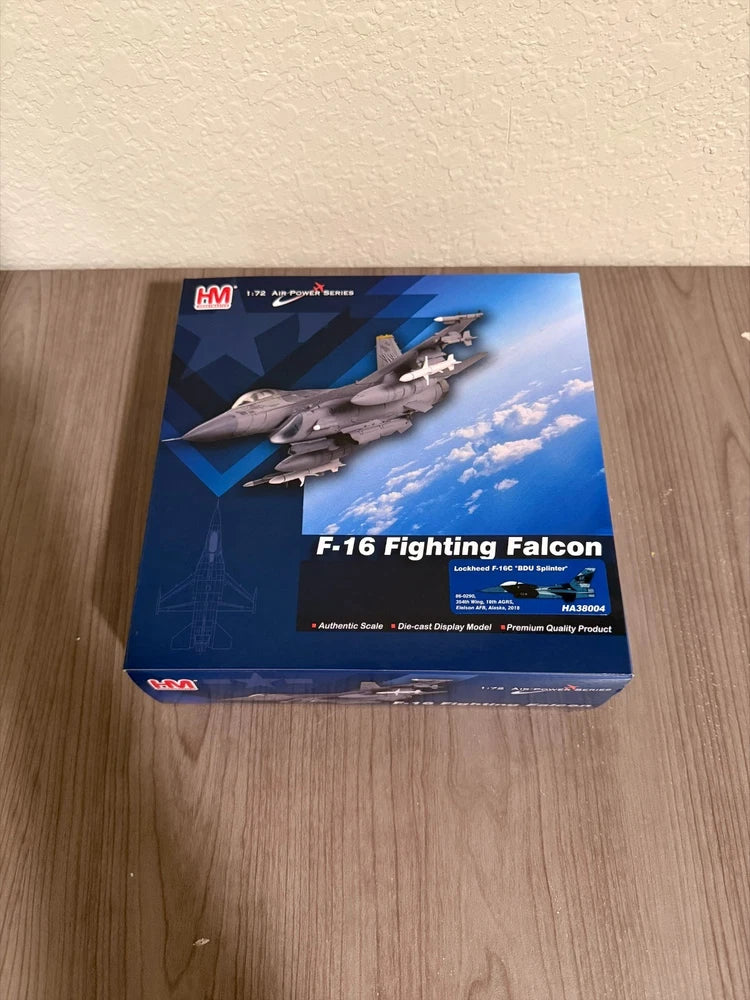 F-16 Fighting Falcon model kit box with blue aircraft artwork and label details