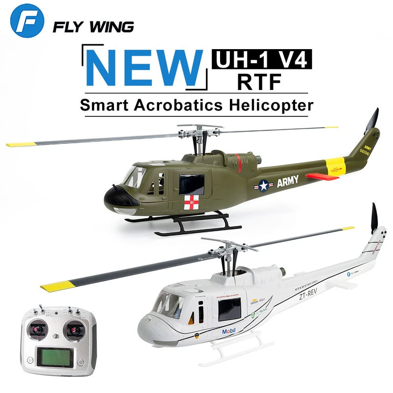 Fly Wing UH1 V4 RC Helicopter  M10 GPS H1 Altitude Hold US plug 4 Propellers