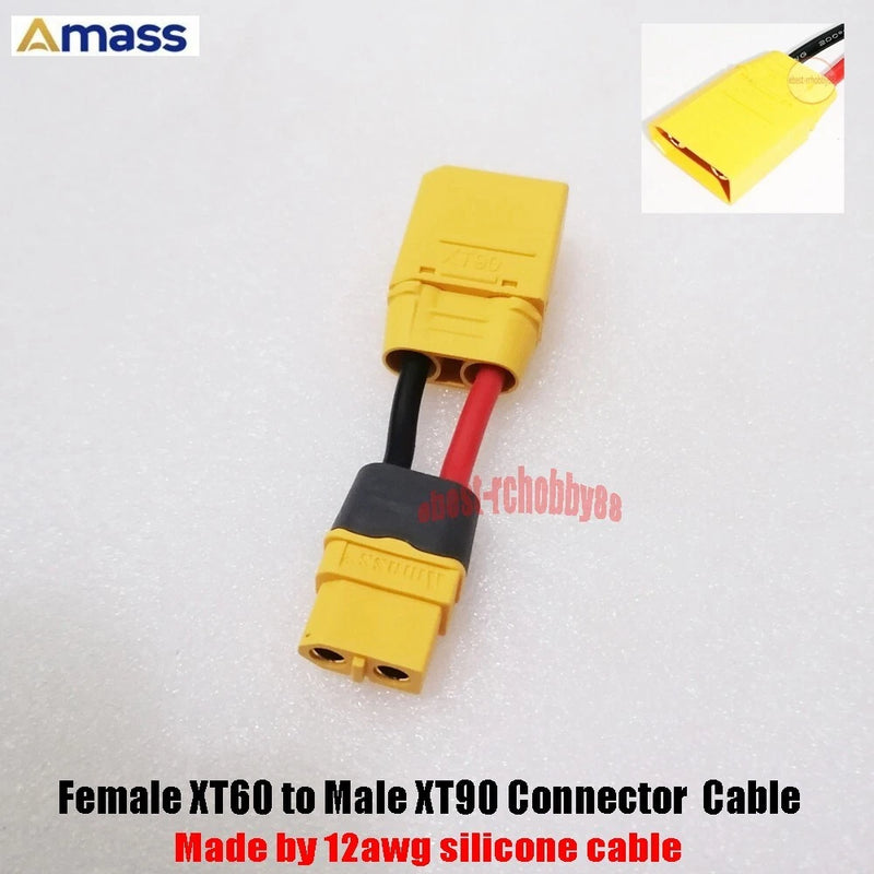 XT60 to XT90 connector cable with yellow plugs and red/black 12AWG silicone leads