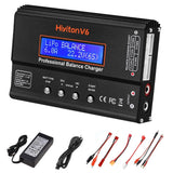 Black LiPo balance battery charger with LCD screen and multiple charging ports
