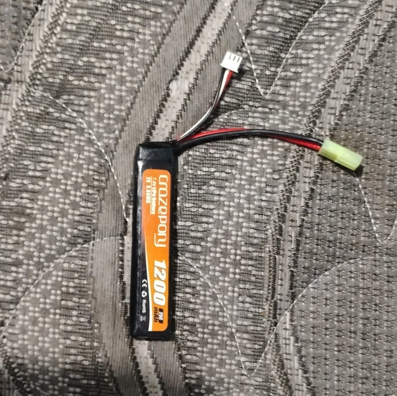 Crazepoy 2S 7.4V LiPo Battery Pack 1200mAh 25C 702030 Model 2S 1200mAh Battery