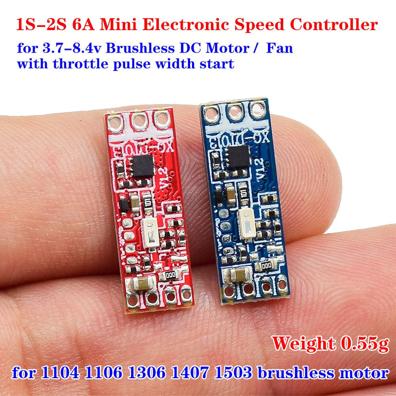 Electronic speed controller PCB module with red and blue circuit boards, 3-pin header