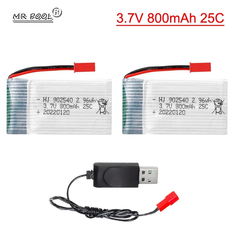 2¡Á 3.7V 800mAh Lipo Battery + charger for Syma X5C X5SC X5SW TK M68 MJX X705C RC Battery