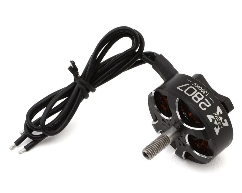 FPV drone racing motor with 3-pin leads and shaft, black housing, Hobbywing XRotor