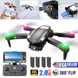RC Drone With 4 Batteries 4K HD Dual Camera 4G WiFi FPV Foldable Quadcopter Gift
