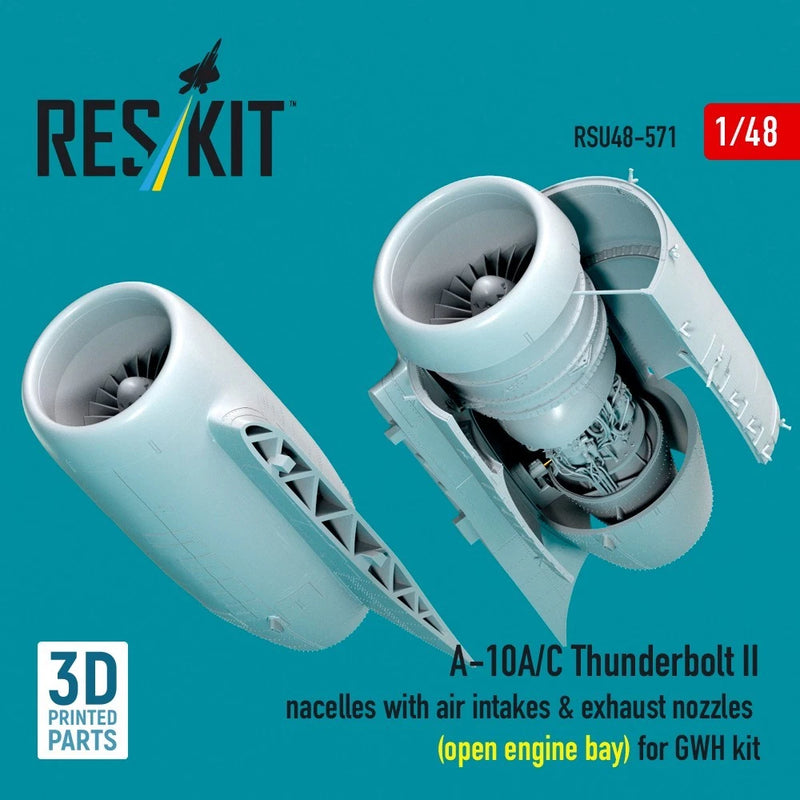 1/48 A-10A/C Thunderbolt II engine nacelle set, gray with visible intake and nozzle