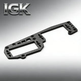 Carbon fiber servo mount plate with mounting holes and cutout frame, dark finish