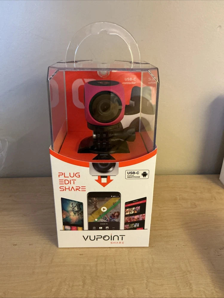 Vupoint Share Q 1080P Full HD Waterproof Action Camera for ANDROID USB-C - Red