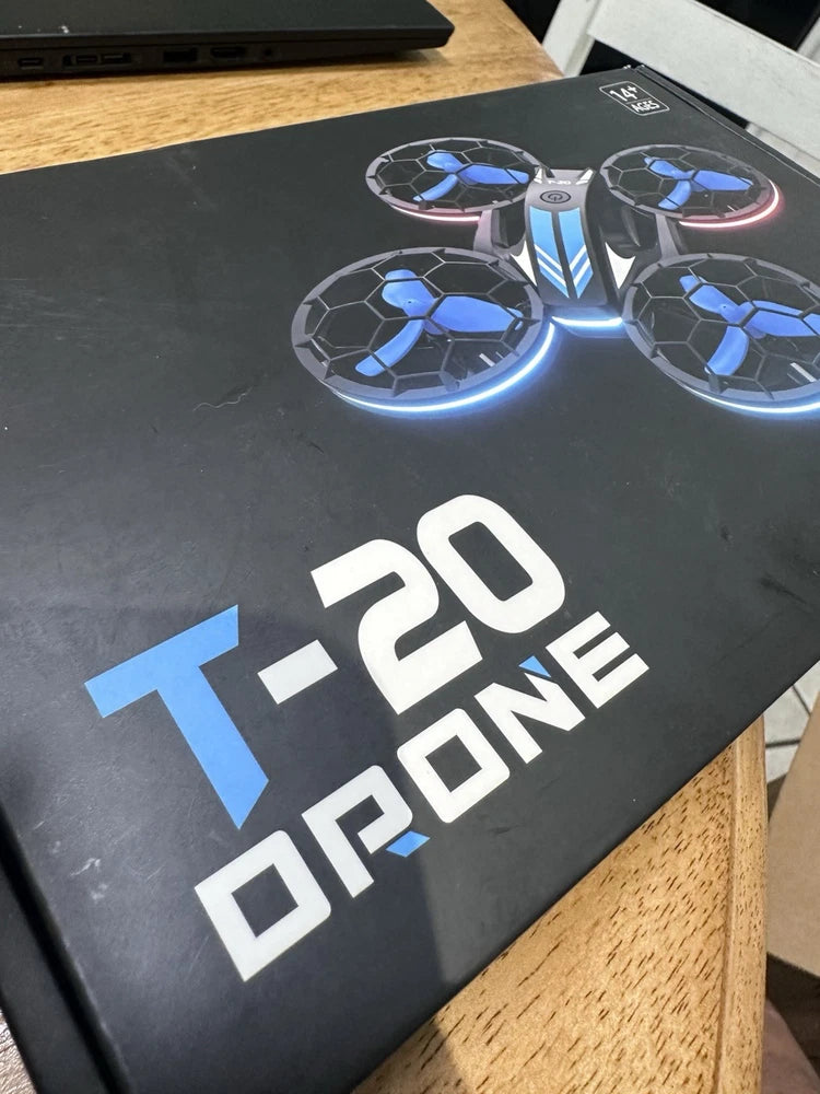 T-20 drone sparkling toy box with glowing wing graphic and logo