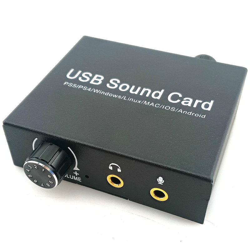 USB Audio Amplifier 3.5mm Stereo Output Microphone Input Volume Control Adapter