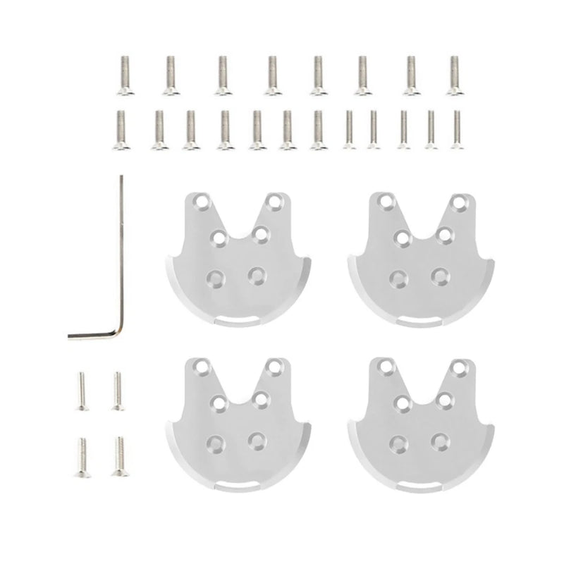Drone motor mount protective plates kit with 4 alloy plates, screws, and hex key