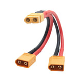 Short XT60 Parallel Battery Connector Cable,14AWG 1 Female to 2 Male Y Splitter Battery
