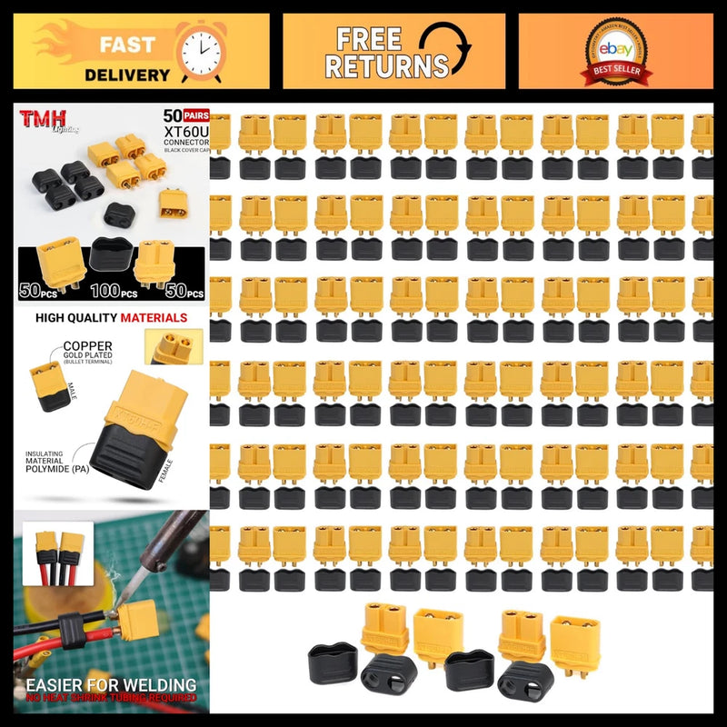 50 Pairs XT60H Bullet Connectors for Lipo Battery RC Car - Male & Female Plugs Battery