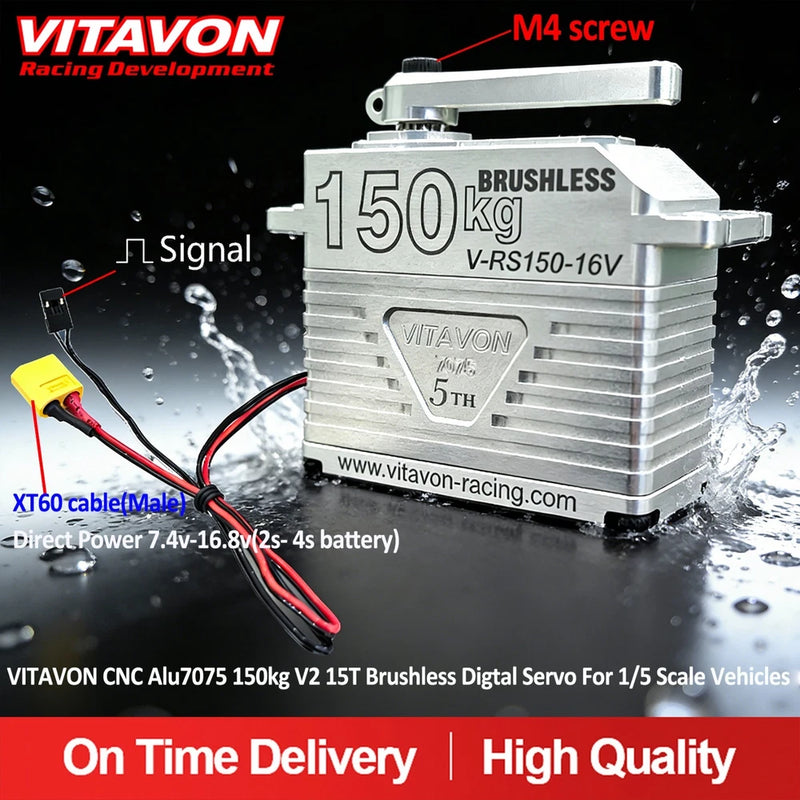 Vitavon CNC 7075 Alloy Brushless Digtal Servo 150kg 15T For LOSI 5T 1/5 RC Car