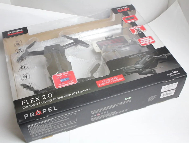 Propel Flex 2.0 compact folding drone retail box with HD camera