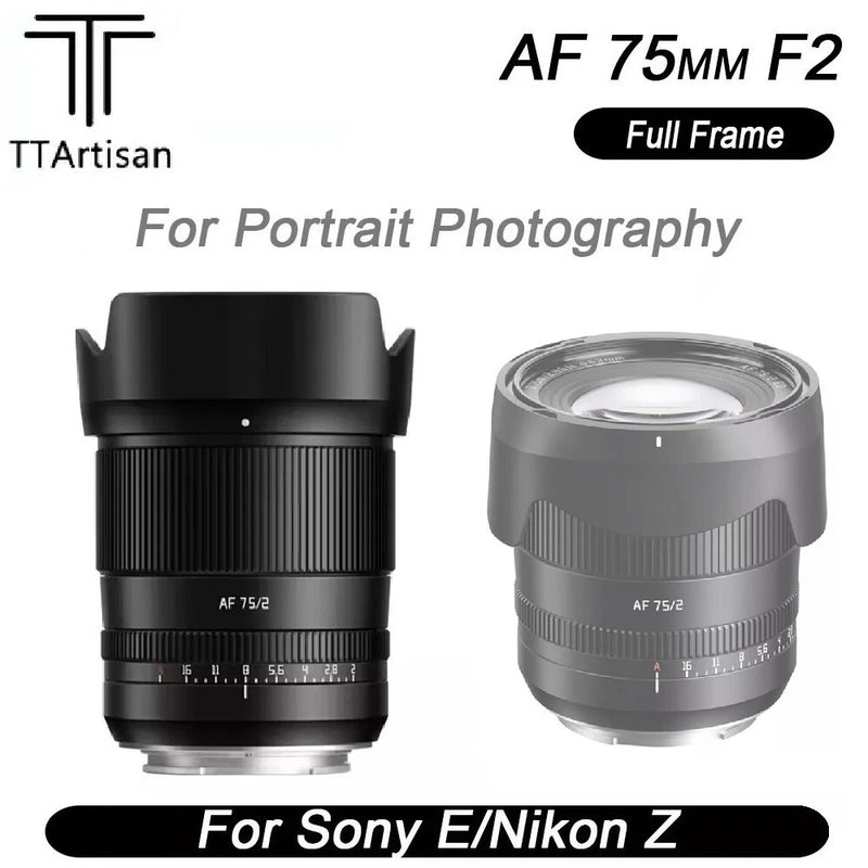 TTArtisan Auto Focus 75mm F2 Full Frame Camera Lens For Sony E Nikon Z X L Mount