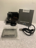 GoPro HERO+ action cam (black) with waterproof case, quick start guide, and cables
