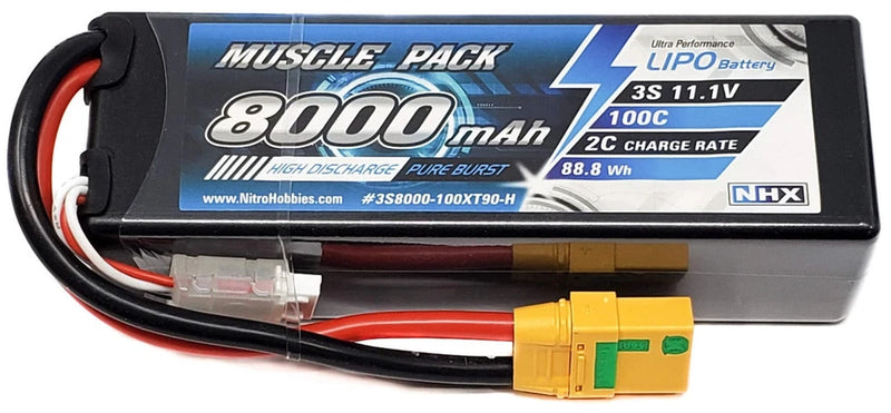 NHX Muscle Pack 3S 11.1V 8000mAh 100C Hard Case Lipo Battery w/ XT90 Connector Battery