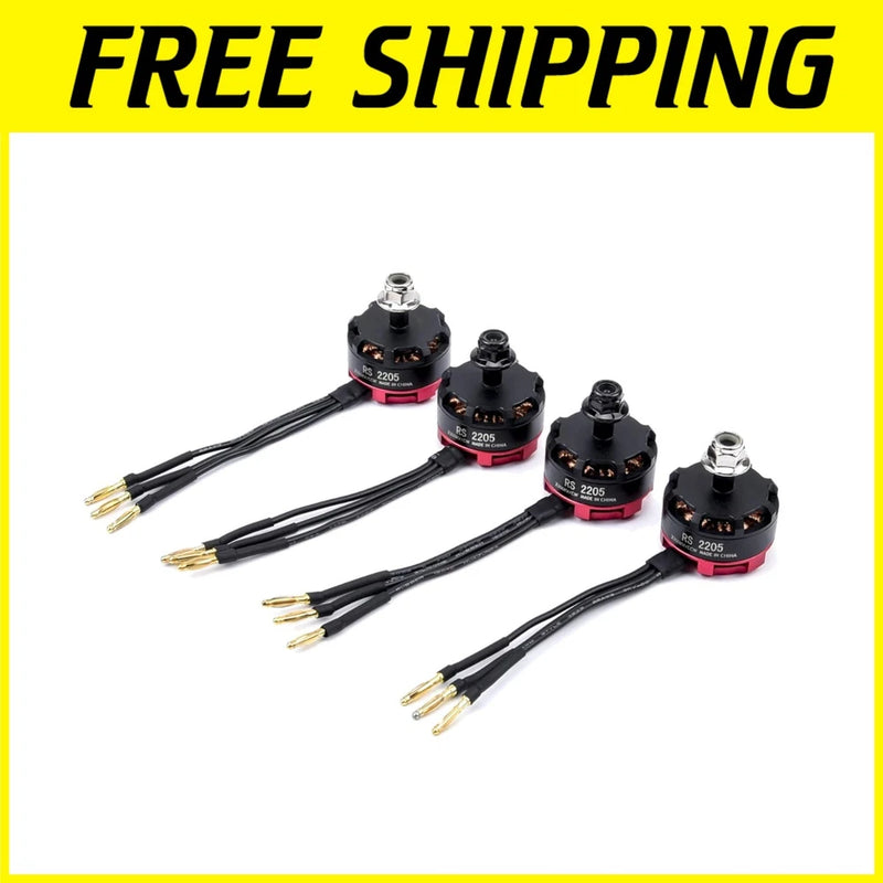 FPV brushless drone motors set, red and black, with 3-wire leads
