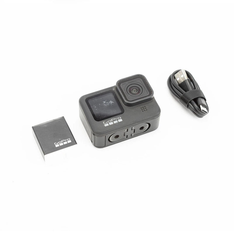 GoPro HERO9 Black action camera with USB cable and accessory card