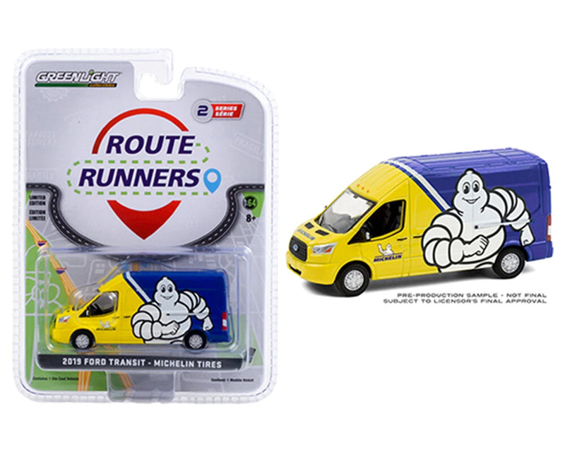 GREENLIGHT 1:64 2019 Ford Transit LWB High Roof "Michelin Tires" Model 53020A-P9