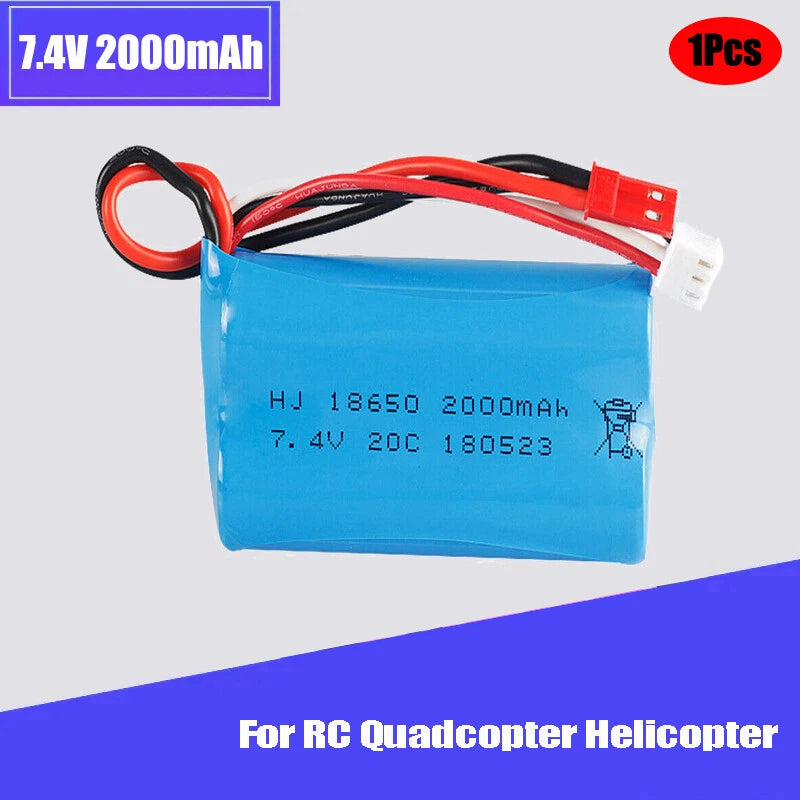 1Pcs 7.4V 2000mAh 20C 2S Lipo Battery with JST Plug for RC Quadcopter Helicopter
