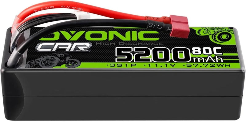 OVONIC Lipo Battery 11.1V 80C 5200mAh 3S Battery with T-Style Connector Hardcase