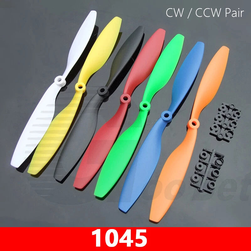 10-inch two-blade propeller props CW/CCW pair, multiple colored blades with hardware