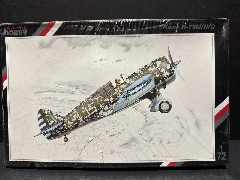 1/72 scale Hawk H-75 model kit in sealed box with aircraft artwork