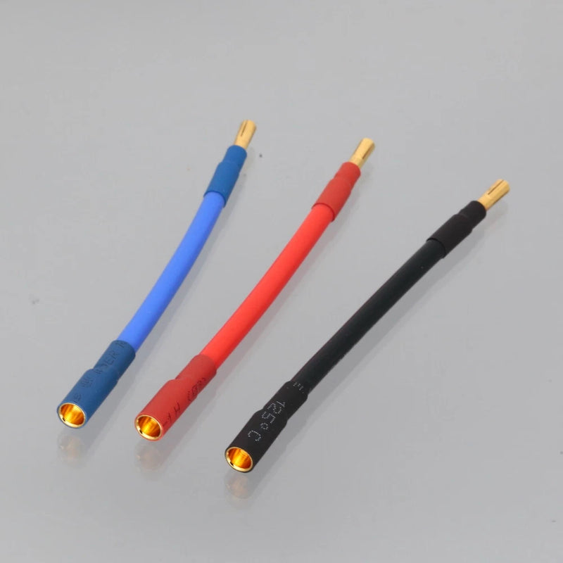 3-pack heavy-duty wire bullet connectors with gold-tipped ends on blue/red/black cables