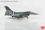 Gray camo F-16AM model fighter jet with landing gear, side view