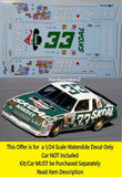 NASCAR DECAL #33 BANDIT 1987 CHEVROLET MONTE CARLO HARRY GANT 1/24 POWERSLIDE