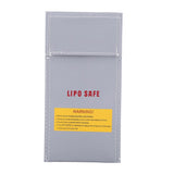 Fireproof LiPo battery charging bag, grey with LIPO SAFE warning label
