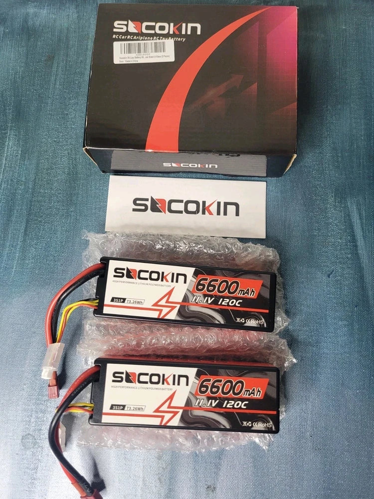SOCOKIN 3S Lipo Battery 6600mAh 11.1V 120C  2 Pack For RC Airplane Battery