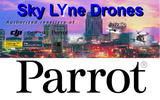 Parrot Anafi parts banner with drone silhouettes and brand logos