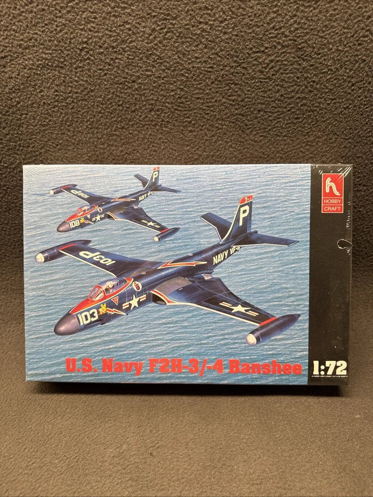 Hobbycraft sealed 1:72 U.S. Navy F2H-3/4 Banshee jet model kit box with artwork