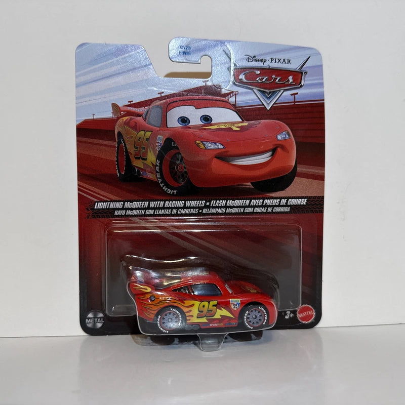 Disney Pixar Cars Lightning McQueen With Racing Wheels Diecast Mattel FLM20 1:55