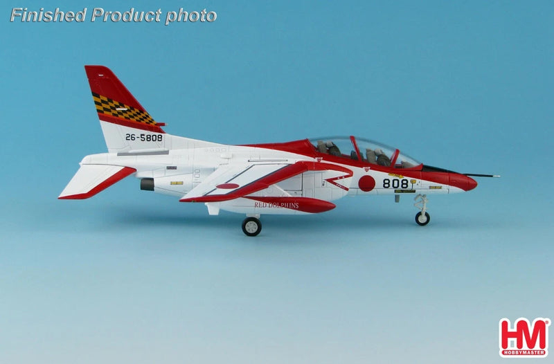 Hobby Master HA3904 T-4 trainer model airplane, red and white, side view with '808' marking