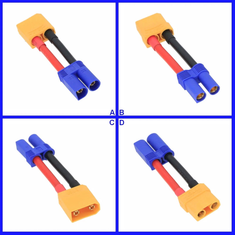 XT90 to EC5 10AWG 2inchs Cable Adapter For RC LiPo NiMH Battery FPV Truck UAV