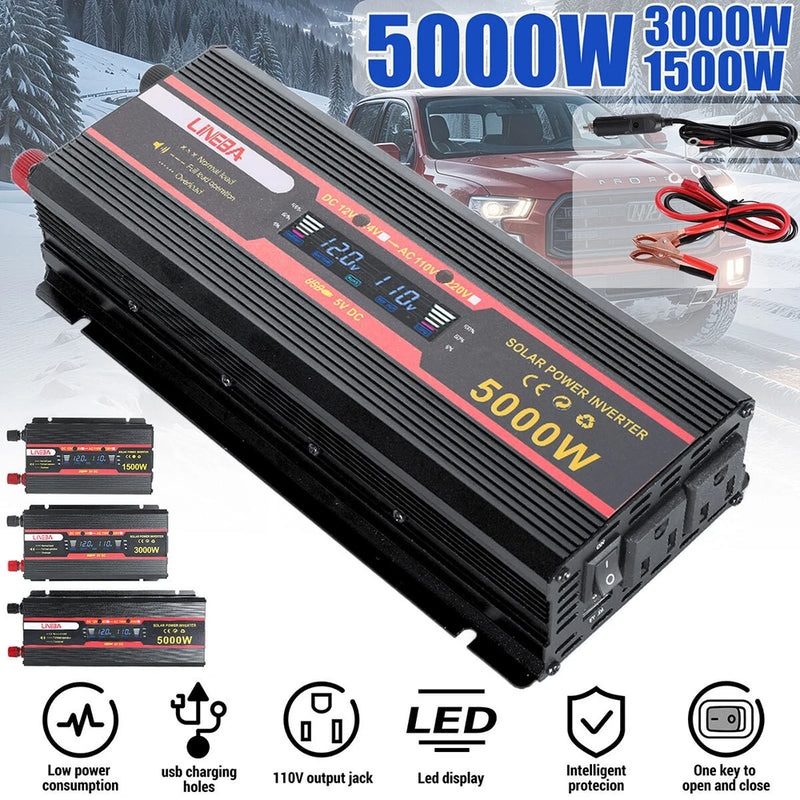 5000W Convertidor Para Auto LCD Inversor De Corriente Carro Coche Casa Con USB
