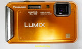 PANASONIC LUMIX DMC-TS20 16.1MP ORANGE DIGITAL CAMERA  BATTERY AND CHARGER